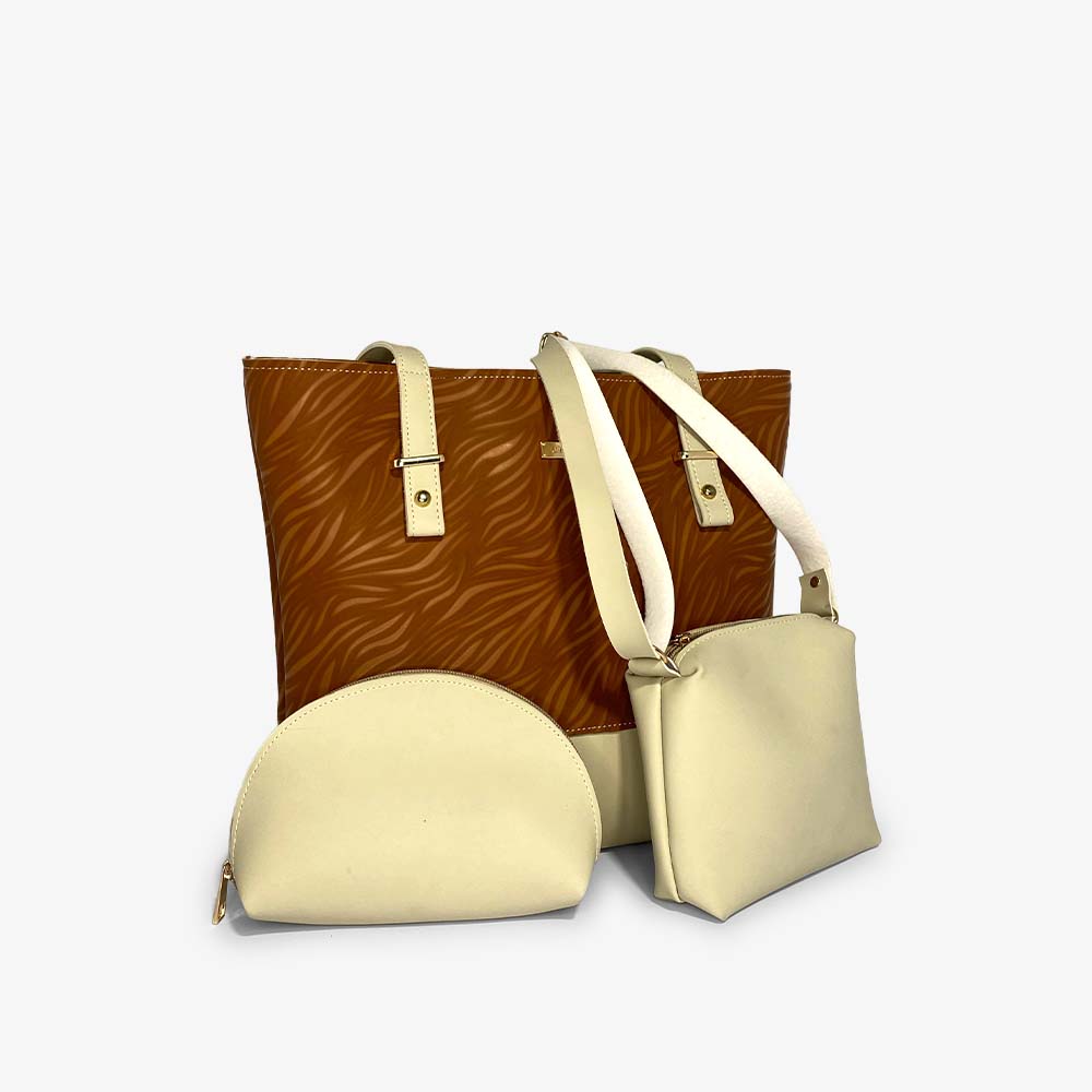 Color Blocked Brown Tote Bag Color Blocked Brown Tote Bag